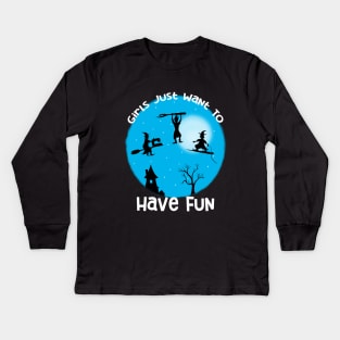 Girls Just Want to Have Fun Sewing Kids Long Sleeve T-Shirt